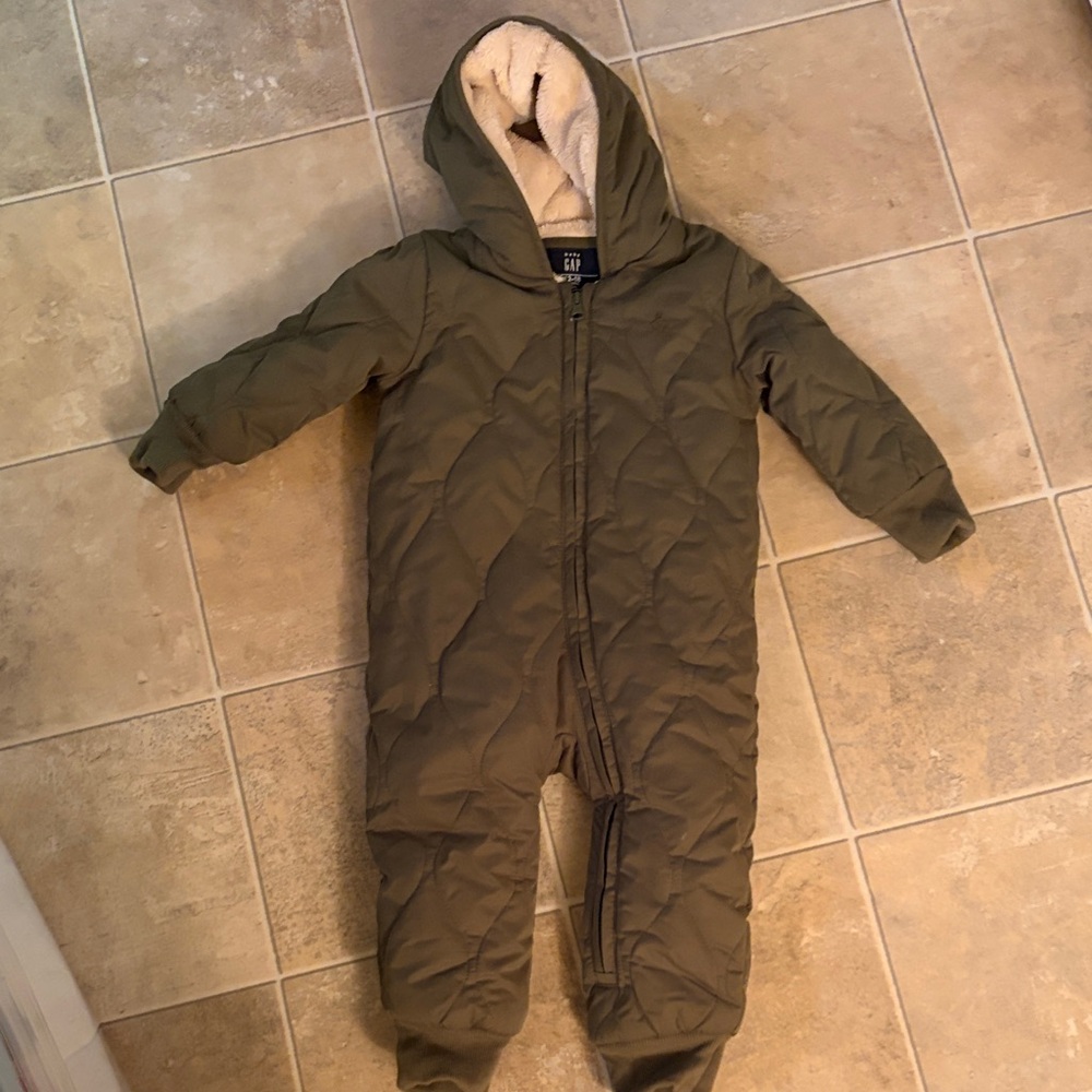 GAP Olive Hooded Kids Puffer Suit